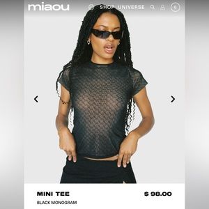 Miaou mini tee black monogram size XS